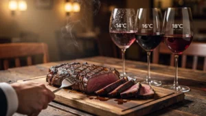Dégustation de Côtes de Castillon à 14, 16 et 18°C sur côte de bœuf fumante en ambiance chaleureuse