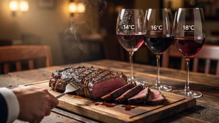 Dégustation de Côtes de Castillon à 14, 16 et 18°C sur côte de bœuf fumante en ambiance chaleureuse