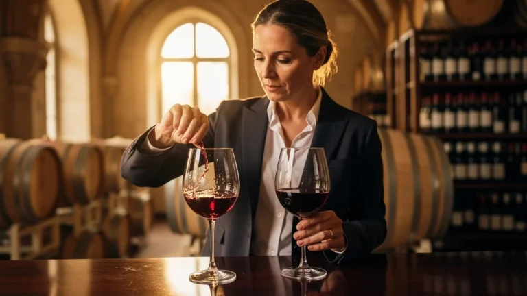 Margaux 2010 et 2015 dans deux verres pour comparer la matière et la couleur du vin