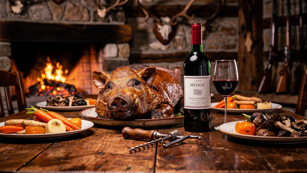 Erreur de choix d'un jeune Médoc à 90€ servi avec du gibier à poil dans un décor rustique élégant