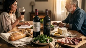 Bouteilles de Buzet et Côtes de Duras à moins de 12€ avec repas quotidien français sur table rustique